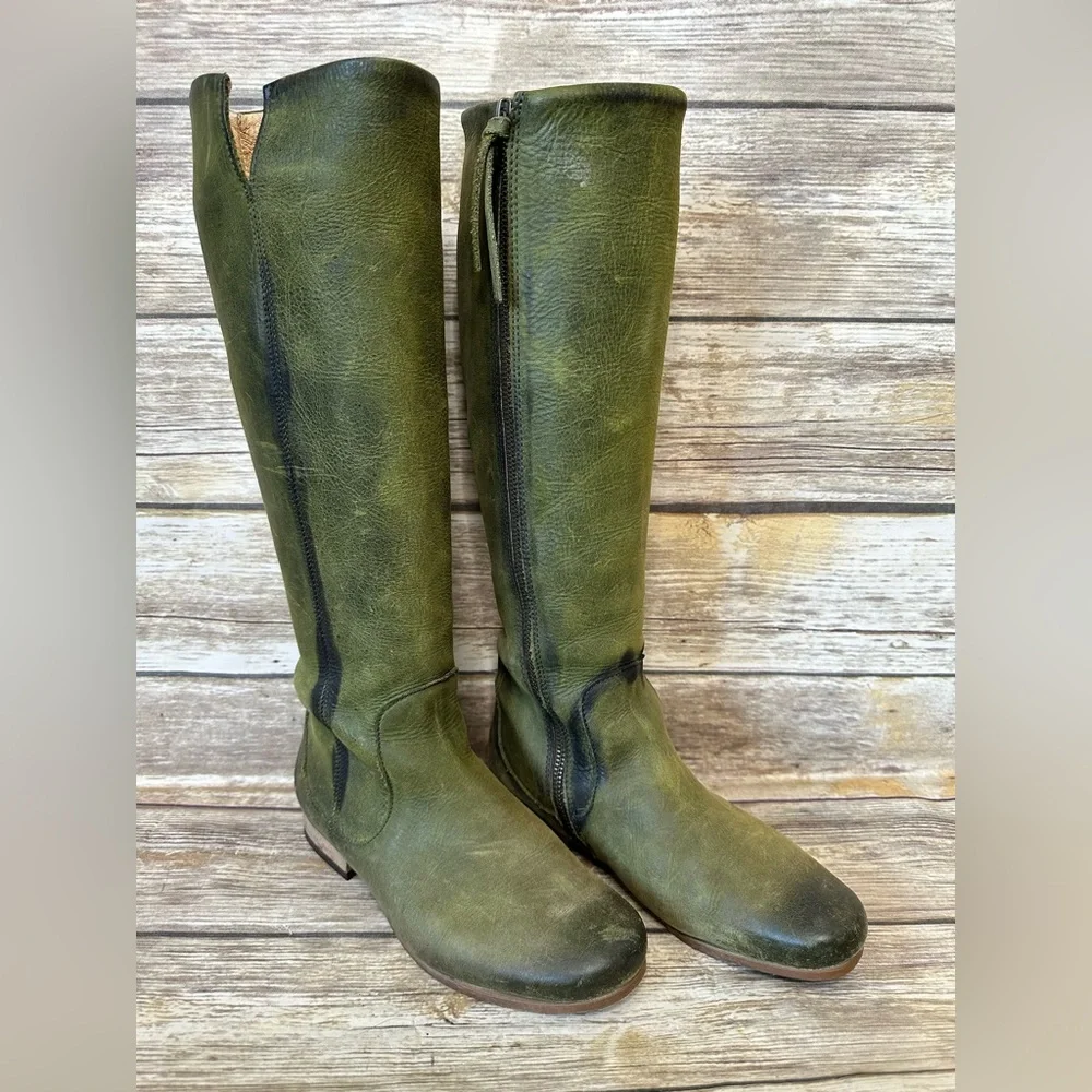 John Fluevog Women’s 6 Radio ARD Knee High Boots Green Leather - Picture 2 of 10